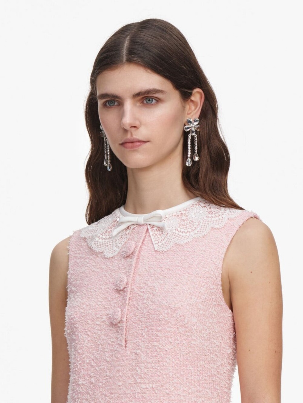 Self Portrait Pink Boucle Lace Collar Mini Dress - Picture 5 of 7